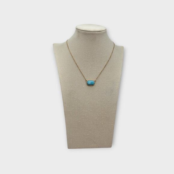 Turquoise Faceted Glass Pendant Gold Necklace – Dainty Boho Everyday Jewelry - Picture 8 of 9